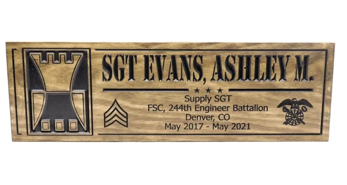 Supply SGT FSC-244th Engineer Battalion Denver Colorado Plaque